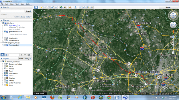 Screenshot of the W&OD Trail from a high elevation